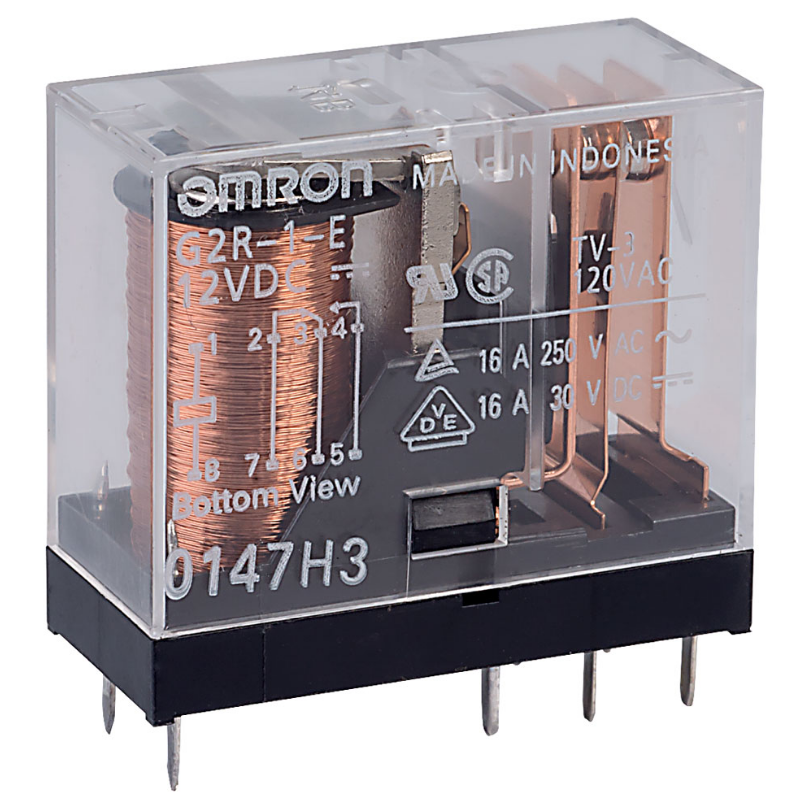 رله 12 ولت 16 آمپر 8 پایه شیشه ای (G2R-1-E-DC12 OMRON)